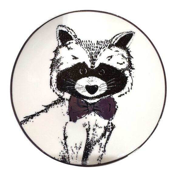 Vintage Racoon Smart Owl Deer Set Of 3 American Atelier Animal Porcelain Plates - Picture 2 of 7